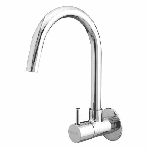 Sink Cock with Swinging Spout and Wall Flange Chrome